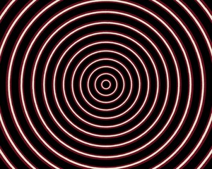 Abstract Geometric Pattern with Concentric Circles in Black and Red