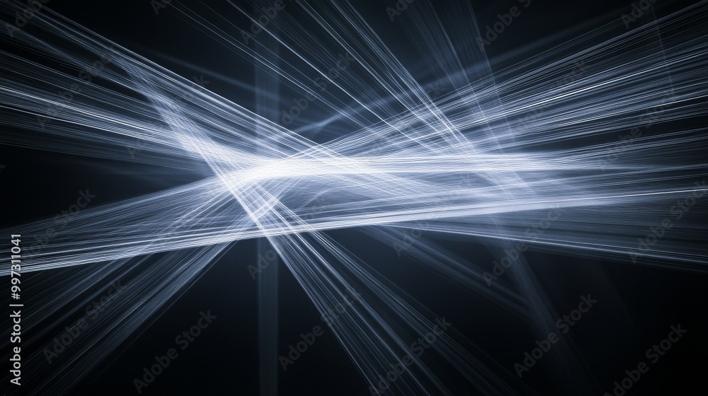 Poster a captivating arrangement of shimmering light beams intersects to form intricate geometric shapes on