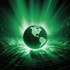 Global Network with Green Globe
