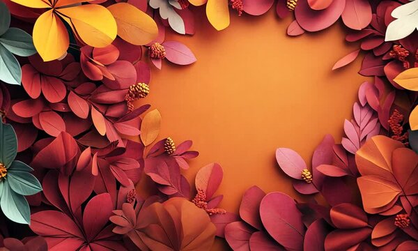 Autumnal Paper Flowers and Leaves