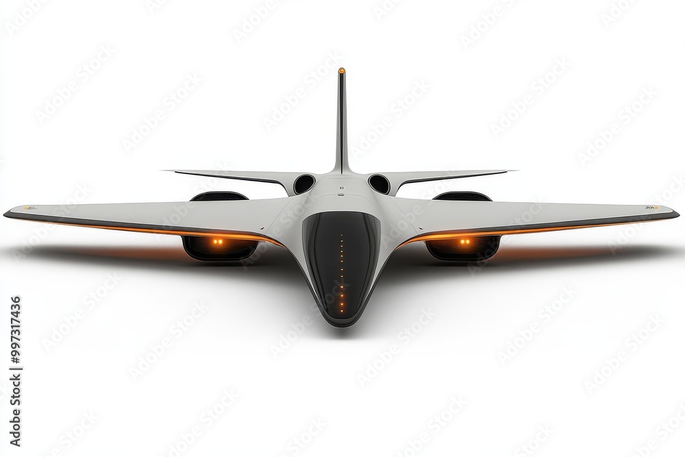 Poster sleek futuristic drone plane with a sharp aerodynamic design highlighting advanced technology in hig