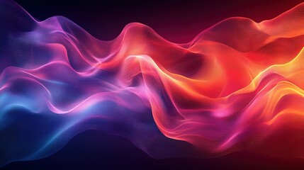Abstract Waves of Glowing Red and Blue Light