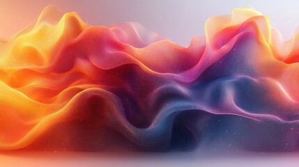 Obraz premium Abstract Colorful Wavy Mesh with Glowing Particles