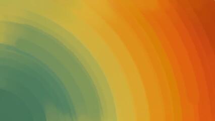 This abstract watercolor background features a vibrant gradient of green, yellow, and orange hues, creating a dynamic and energetic atmosphere. The colors blend seamlessly, forming a curved pattern.