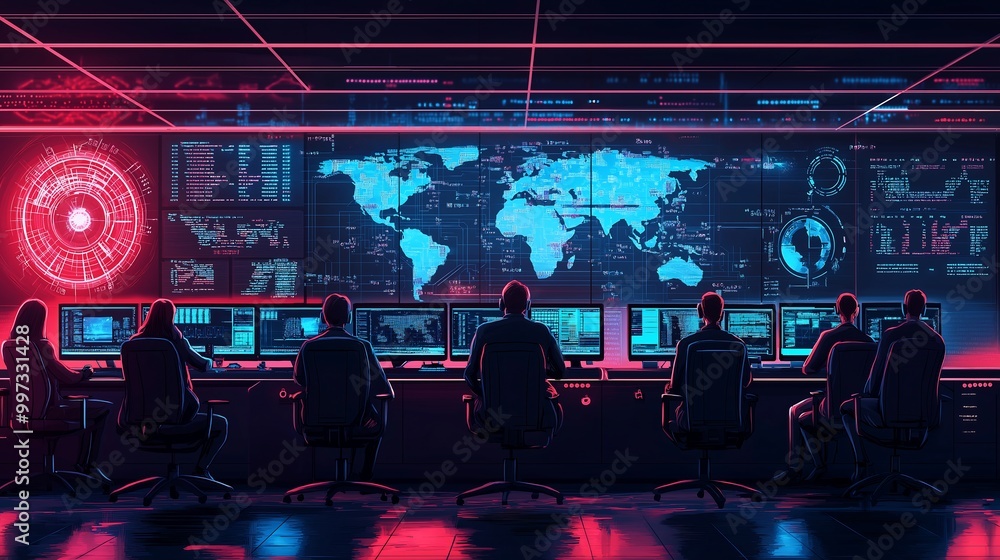 Aufkleber digital security command center vector graphic