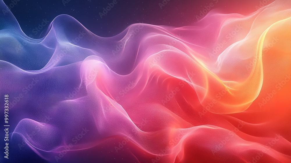Aufkleber abstract wavy background with glowing gradient colors
