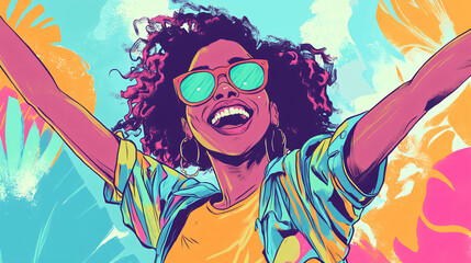 An illustration of a joyful person participating in a fun and interactive community art event.