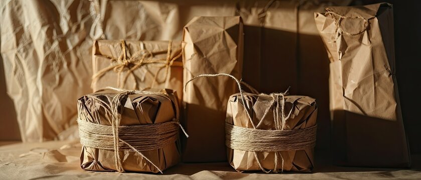 Gifts Wrapped in Brown Paper