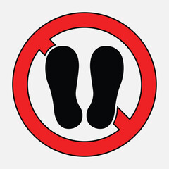 Prohibited Entry Sign with Footprints Symbol