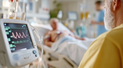 Obraz premium Medical equipment monitoring a patient's vitals in a hospital setting, emphasizing the importance and precision of patient care in a modern healthcare environment.