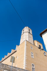 medieval fortified cathedral in Provencal village 