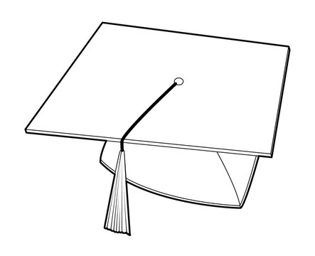 recommend clip art: Mortarboard Hat with tassel. University Head Fashion accessory cap clothing technical illustration. Vector headgear for Men, women, unisex style, flat template CAD mockup sketch outline isolated