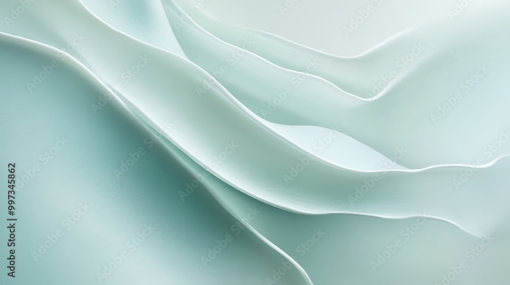 Poster this artwork showcases soft, flowing shapes and lines in a serene turquoise setting, creating a calm