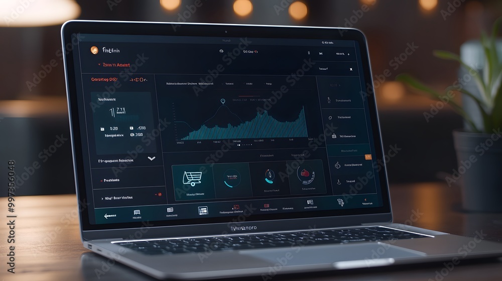 Poster laptop with data analytics software