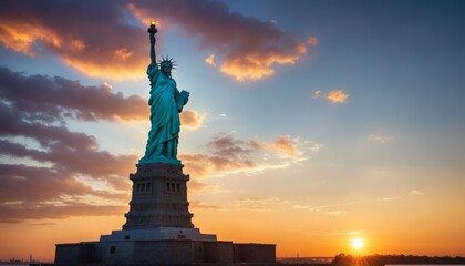 Statue of Liberty at Sunset