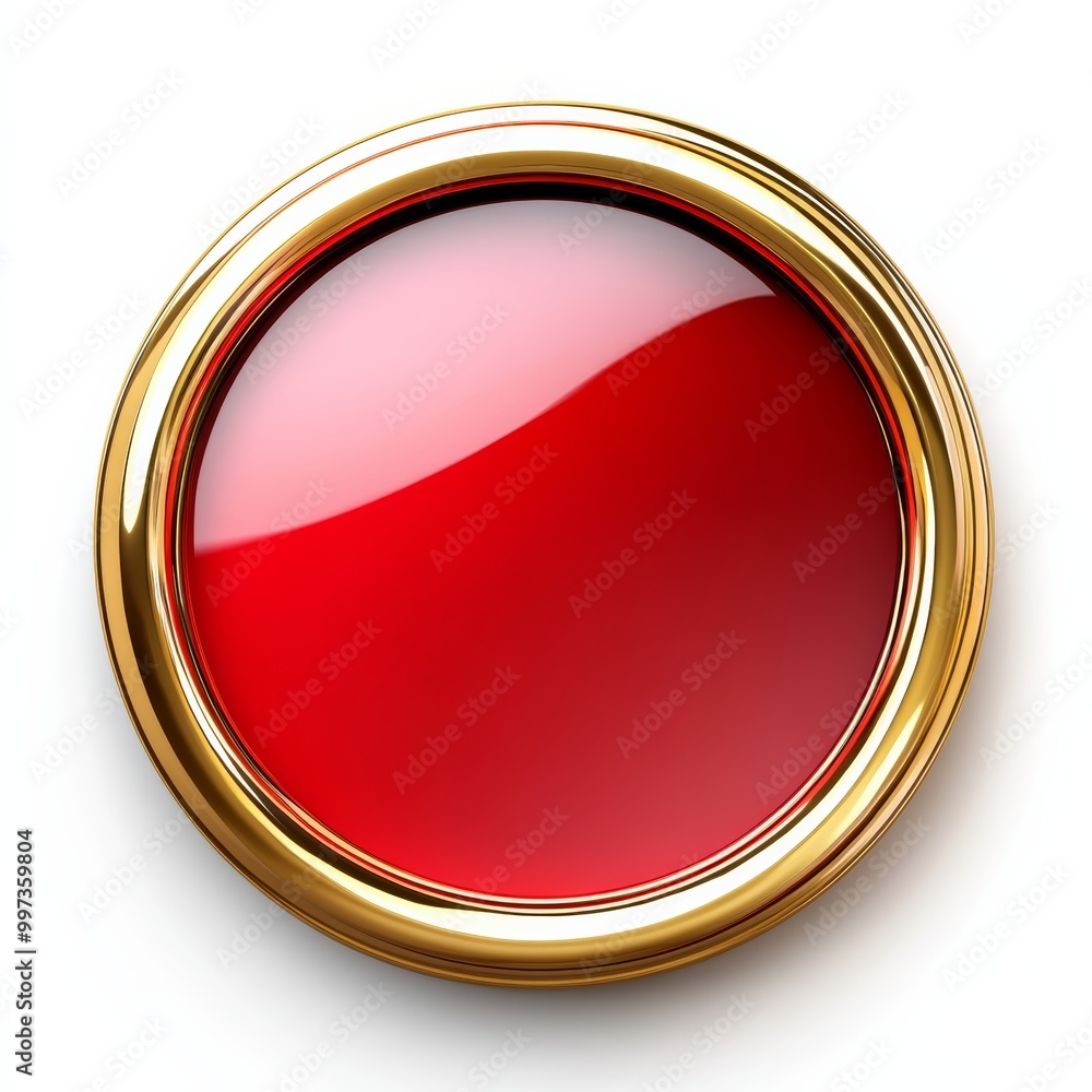 Poster a vibrant sticker icon shaped like a circle, rendered in gold and red, featuring an elegant font wit