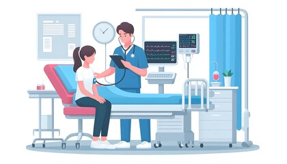 nurse checking a patient’s vitals in a hospital room