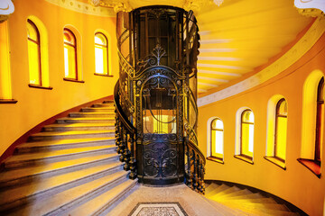 Old vintage elevator gates in old mansion © Mulderphoto