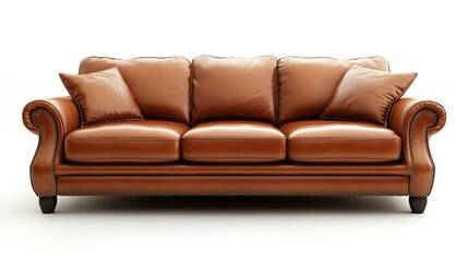 Fototapeta premium Sofa leather furniture isolated on white background, perfect for interior design and home decor 