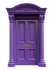 purple door isolated on 3d illustration render white background  