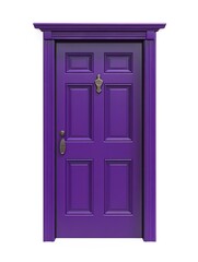 purple door isolated on 3d illustration render white background  
