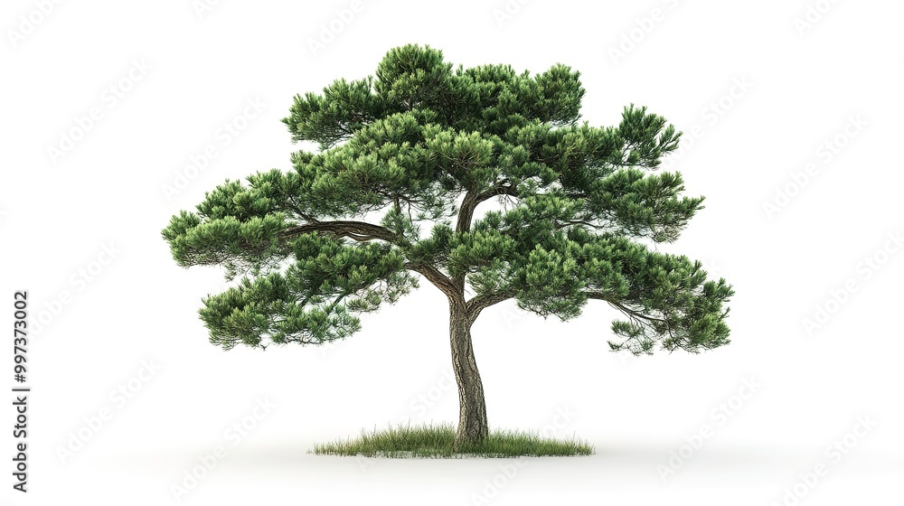 Canvas Prints One pine tree isolated on white background.  