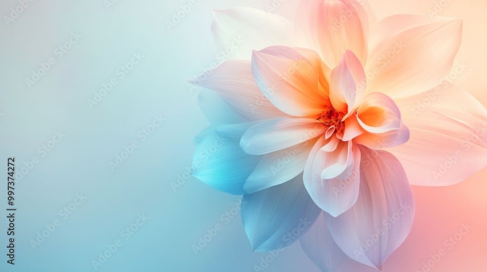 Poster a delicate flower design overlays a smooth gradient pastel background, creating a soft and calming a