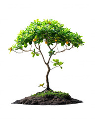 Vibrant Bonsai Tree in Terracotta Pot on Dark Background