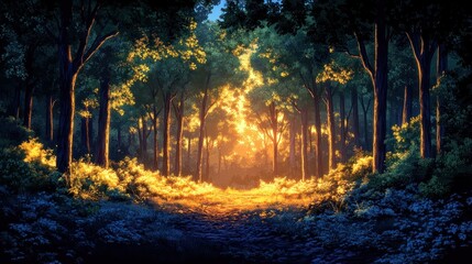 Golden Hour Forest Path