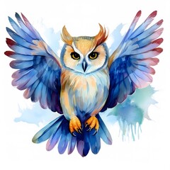 Obraz premium blue owl spreading wings