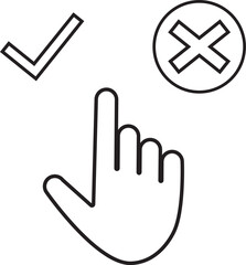 illustration of finger icon pointing right or wrong