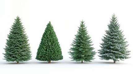 Fototapeta premium Conifer Trees collection of green Christmas trees on a white background isolated 