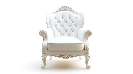 Classic vintage white chair isolated on white background  