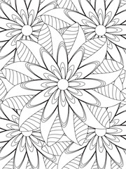 Obraz premium All these designs are hand-drawn and unique Flower Beautiful black and white illustration for adult coloring book, This is a printable Beautiful Zentangle Coloring page for KDP Interior, POD products