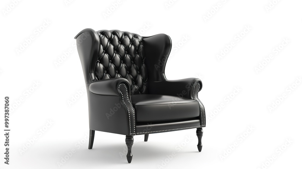 Canvas Prints Black armchair isolated on white background 