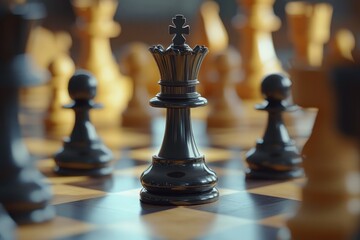 Artistic Close-Up of a Chessboard with a King Piece