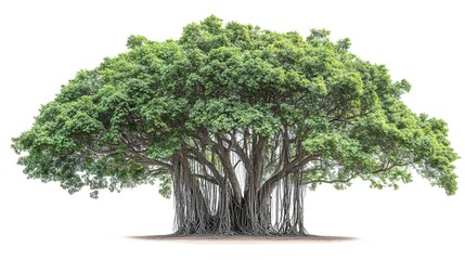 Banyan tree isolated on white background. 