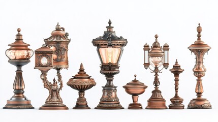Antique lamp set isolated on white background -c1b0978a7f14