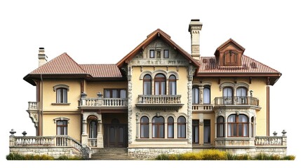 Fototapeta premium architecture concept, historic house isolated on white background 