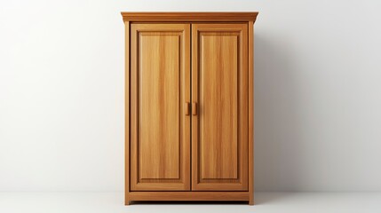 A wooden wardrobe isolated on a white background  