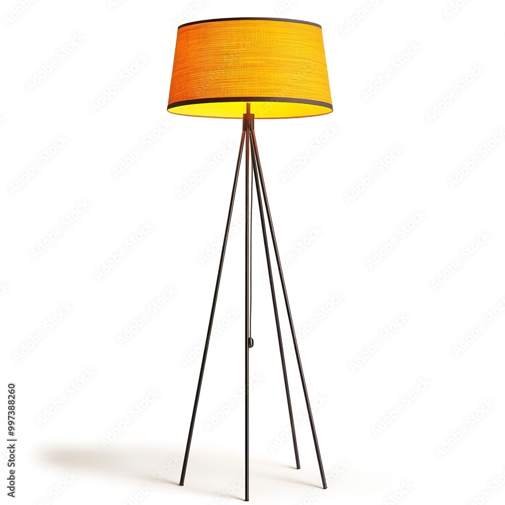 Sticker A modern floor lamp for apartment isolated on white background  