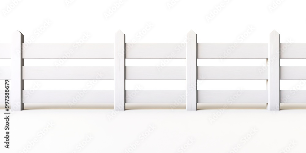 Poster a fence isolated on a white background, emphasizing its structure and clean lines.