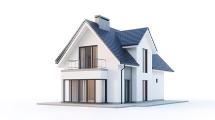 Fototapeta premium 3D render of a minimalistic house design isolated on a white background 