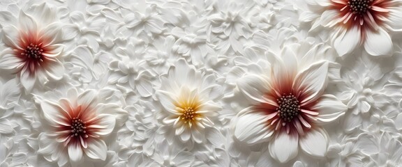 White Paper Flowers with Pink Centers