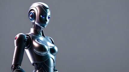 intricate 3d visualization of a robot woman with high-tech design