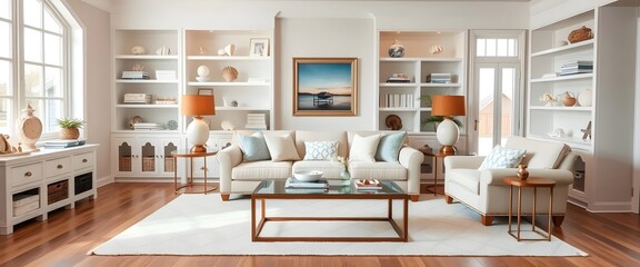 Obraz premium Elegant Living Room with White Sofa