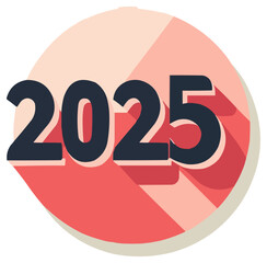 Flat design vector of "2025" in a modern, minimalist font with geometric shapes and soft shadows.