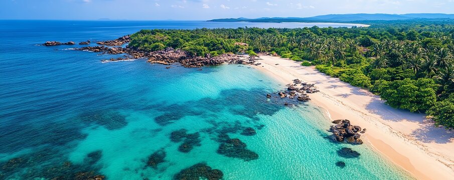 Phu Quoc Island s beautiful beaches, Vietnam, perfect for poster backgrounds, with vivid blue waters and sandy shores