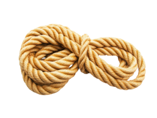 A coiled rope on a white isolated background, transparent background.