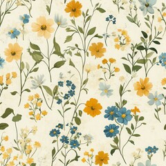 Floral Seamless Pattern Design with Soft Colors and Textures